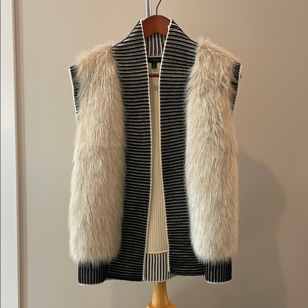 Banana Republic faux fur knit vest